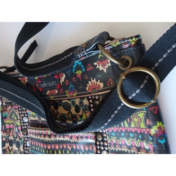Sakroots Artist Circle One World Boho Multi-Pocket Crossbody Bag EUC - Picture 6 of 16